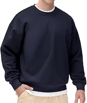 THE GYM PEOPLE Men's Fleece Crewneck Sweatshirt Thick Loose fit Soft Basic Pullover Sweatshirt