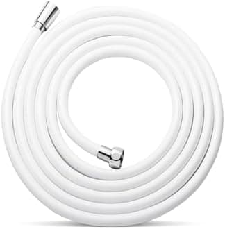 OFFO Ultra-Flex Shower Hose, 120 in Premium RV PVC Handheld Shower Head Hose Flex Hoses Extension with Brass Insert and Nut for Bathing Pet Bathing, Smooth White