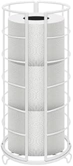 NearMoon Toilet Paper Organizer Stand, Free Standing 3 Rolls Tissue Storage, Metal Bathroom Accessory, Rustproof Toilet Roll Holder for Bathroom/Kitchen Countertop Inside Cabinet Shelf, White
