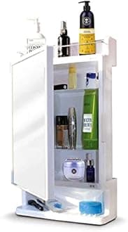 HOMACE Vanity Mirror Cabinet For Washbasin Rich Look Mirror Cabinet | Premium Wall Mounted Plastic Storage Cabinet For Bathroom With Door | Multipurpose Bathroom Cabinet Rack With Mirror (White)