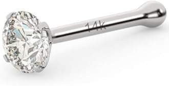 IGI Certified 14K Gold Diamond Nose Studs for Women Men | 20 Gauge Ball Diamond Nose Rings | 1.5mm to 3 mm Nose Piercing Studs | Body Piercing Jewelry in I-J Color, I2-I3 Clarity