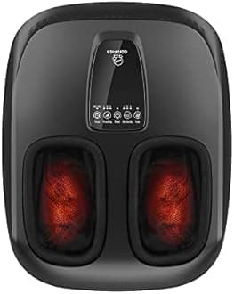 COMFIER 2 in 1 Foot Massager Machine,Shiatsu Foot and Calf Massager with Heat,Kneading,Vibration,Compression Massagers for Feet,Ankle,Leg,Tired Muscles & Plantar Fasciitis,Gift for Men Women (GREY)