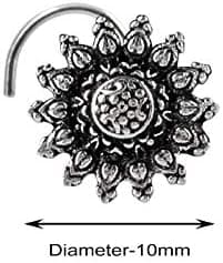 abhooshan Silver Alloy Nose Pin Studs for Women and Girls Stylish and Latest Gift for Wife Friend Mother Sister