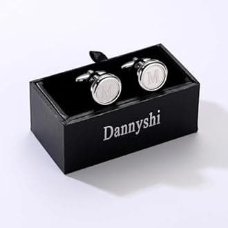 Dannyshi Mens Classic Stainless Steel Initial Cufflinks 26 Alphabet Initial Letter Cufflinks Business Wedding Shirts A-Z