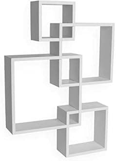 Intersecting Wall Shelf for Wall Decoration/Wall Shelves Set of 4 Black/Wall Rack for Home Decor/Book Shelf for Office Decor (White) (Engineered Wood)