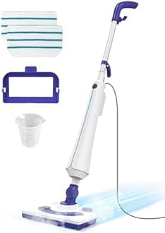 Professional Steam Mop Cleaner, 1300W Floor Steamer with Detergent Chamber, 25S Heat Up, Lightweight Steamer for Cleaning with 2 Washable Pads