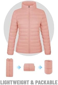 TACVASEN Women's Puffer Jackets Quilted Packable Puffy Coats Lightweight Winter Warm Zip Up Down Jacket Stand Collar