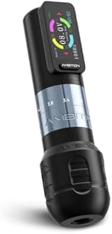 Ambition Seher Wireless Tattoo Machine with 6 Strokes Length 2.2mm-4.2mm Rotary Tattoo Gun Cartridge Pen with 2400mAh Touch Buttons LED Digital Display Coreless Motor for Tattoo Artist