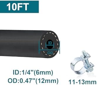 1/4 Fuel Line, Fuel Line Hose 10 Feet with 10PCS Hose Clamps