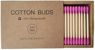 2000 PCs Premium Cotton Swabs Natural Cotton Buds Biodegradable Organic Double Tips for Ear Wax Removal (2000PCs,Hot Pink)