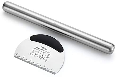Rolling Pin - Roll Pin, & Dough Cutter - for Baking - 16" Smooth Stainless Steel Metal Has Tapered Design Best for Fondant, Pie Crust, Cookie, Pastry, Pasta, Pizza - Chef Baker Roller by Stone boomer