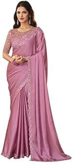 TRENDMALLS Women's Silk Embroidered Heavy Border Saree With Unstitched Designer Blouse saree for women