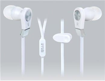 LANGSTON JM02 flat cable in-ear stereo headset with microphone (white)