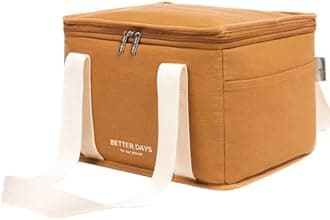 Nook Theory Insulated Grocery Bags, Regular Reusable Grocery Bag with Zipper, Leak Proof Cooler Bag for Frozen and Hot Food (Caramel Cream)