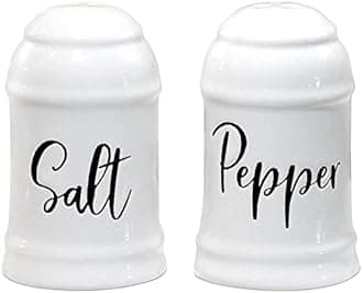 Home Acre Designs Salt and Pepper Shakers Set - Farmhouse Kitchen Decor - Ceramic, Dishwasher Safe - Rustic, Modern Decor - 3.1" Tall