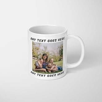 Personalised Upload Your Own Photos Custom Text Coffee Cup Tea Mug | British Made | 11oz Spacious Mug | Large Handle Easy Grip | Custom Photo Gift (Image & Optional Text)