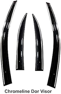 ROYALTECH Premium Chromeline & Silverline Unbreakable Car Rear Window Wind Deflectors & Side Door Visor Rain Guard Compatible with (Skoda Slavia (2022 Onwards))