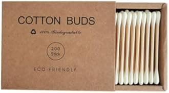 Premium Cotton Swabs Natural Cotton Buds Biodegradable Organic Double Tips for Ear Wax Removal (200PCs,White)
