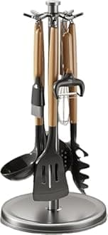 Kitchen Utensil Hanger Stainless Steel Utensil holder Rotatable Cooking Utensils Holder with 8 Hooks, Hanging Spoon Spatula Holder ,GRAY（Without Kitchen Utensils）