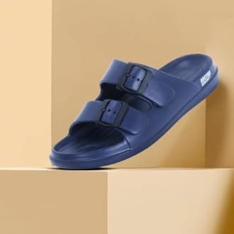 DOCTOR EXTRA SOFT Men's Classic Cushion Sliders/Slippers With Adjustable Buckle Strap For Adult|Comfortable & Lightweight|Stylish & Anti-Skid|Waterproof & Everyday Flip Flops For Gents & Boys D-505