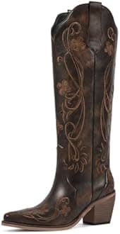 wetkiss Platform Boots for Women, Heeled Combat Boots Chunky Heel Booties Round Toe Lace Up High Heel Ankle Boots