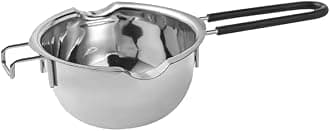 Double Boiler Pot with Heat Resistant Handle I Stainless Steel Melting Bowl I for Chocolate, Candy, Cheese, Butter and Candle Wax Making I Silver (SS 304)