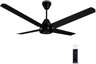 - Stella Quad 4 Blade BLDC Ceiling Fans 1200mm | BEE 5 Star Rated | Save up to 65% | Remote Control (Boost, Timer, LED, Reverse Mode) | 4 Years Warranty (Charcoal Black)