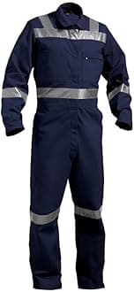 Robustt Blue Boiler Suit | Large, 225 GSM | 100% Cotton Coveralls with Multiple Pockets | Retardant Industrial Workwear with Reflective Tape | Unisex for Industrial & Protective Use