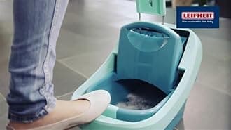 Leifheit Profi XL Wringing Bucket with Rollers, Foot Operated, Heavy Duty, Turquoise, 51 x 39 x 29 cm