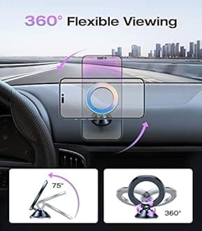 VICSEED Fit for MagSafe Car Mount [Colorful Gradient] Magnetic Phone Holder for Car Dashboard [Lasting & Never Fall] All Metal Sturdy Phone Mount for Car Dash Fit iPhone 16 Pro Max 15 14 13 12 Samsung