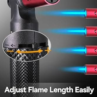 Zoocura 3 Pack Butane Torch Lighter Big Jet Flame Refillable Portable Butane Torch Adjustable Mini Blow Torch for Camping Grill Culinary Soldering Cooking Welding BBQ (Fuel Not Included)