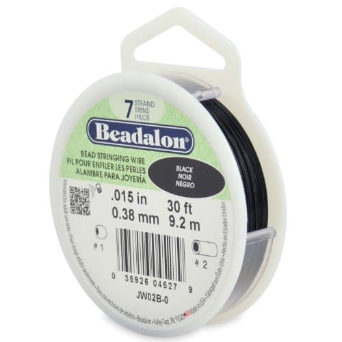 Beadalon Stringing Wire 7-Strand 0.015-Inch (0.38-Millimeter) Diameter, 30-Feet/Pkg, Black