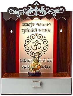 nexat Compact MDF Wooden Door Temple | Mandir for Home Pooja, Office & Festive Decoration (686)