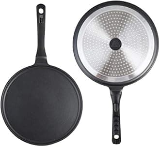 Crepe Pan Nonstick Die-cast Aluminum Non-Stick Induction Compatible Flat Tawa Griddle,11 Inches by S.KITCHN