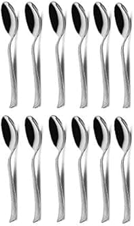 Parage Stainless Steel Dinner Spoon for Tea, Coffee, Sugar, Condiments & Spices - Set of 12, Zig zag Design)