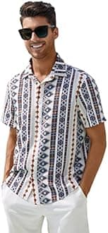 Leriya Fashion Men's Casual - Button Down Summer Shirt for Mans | Regular Fit Shirts for Man | Ideal for Travel |Picnic |Rayon Half Sleeve Printed Shirt's