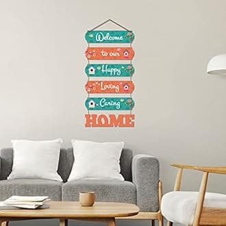 Artvibes Welcome Home Quote Decorative Wall Art MDF Wooden Wall Hanger for Livingroom | Bedroom | Gifts | Decor Hanging Ornaments | Modern Decoration (WH_6601N), Set of 6