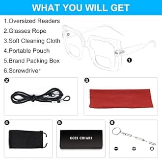 OCCI CHIARI Bifocal Reading Glasses Women Oversized Blue Light Blocking Readers 1.0 1.25 1.5 1.75 2.0 2.25 2.5 2.75 3.0 3.5