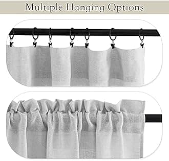 RYB HOME Cafe Curtains 24 inches Length, Linen Sheer Short Curtains for Small Window, Half Privacy Light Filetring Window Tier Valance for Kitchen Bathroom, W 26 x L 24, Dove Grey, 2 Panels Set