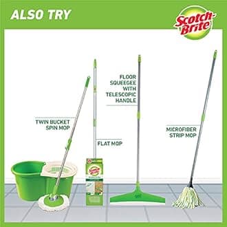 - 3M India Ltd. Scotch-Brite Fibre Broom (Green) - Pack of 2, Plastic, Hard_Floor