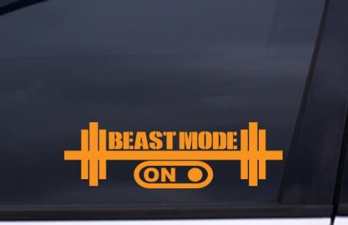 BEAST MODE ON Sticker (design#2) ORANGE 9"x2.75"