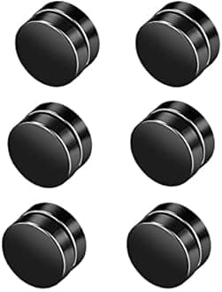 4-6 Pairs Stainless Steel Magnetic Non-piercing Biker Stud Earrings Set Piercing Huggie Small Hoop Surgical Steel Earring Stud Set Cubic Zirconia Hypoallergenic Earring for Mens Womens Teens, Stainless Steel, No Gemstone