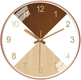 STAR WORK Non Ticking Silent Quartz Clock for Bedroom Hall Living Room Office | Mute and Quiet Wall Clocks| Home Decorative Art Collection (Wood Brown)