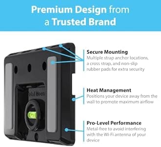 TotalMount Universal Mount for Electronics – Adjustable Wall Mount for Your Mesh WiFi Router, Wireless System, Cable Modem, DVR, Xbox, PlayStation, and More (Professional Shelf – Black)