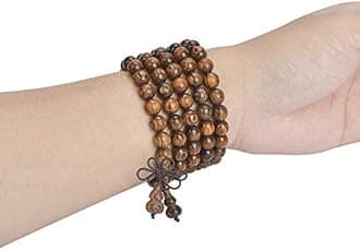 anzhongli Mala Beads Bracelet 108 8mm Prayer Meditation Sandalwood Elastic