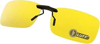 LUFF Clip On Night Driving Glasses – HD Polarized Yellow Lens for Prescription Glasses, Anti-Glare, UV400 Protection