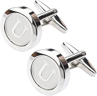 Dannyshi Mens Classic Stainless Steel Initial Cufflinks 26 Alphabet Initial Letter Cufflinks Business Wedding Shirts A-Z
