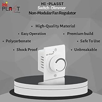 Hi-PLASST (Pack of 4) Non-Modular Socket Dimmer 2M Socket Type Electronic Fan Regulator // Old Dimmer Type Ceiling Regulators for Fan for Home & Offices (L*B = 5 * 4.7cm)
