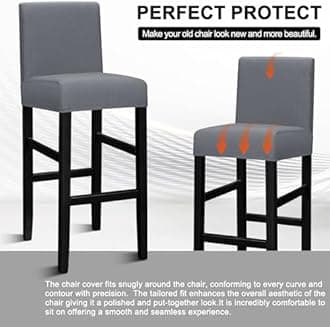 Lellen Bar Stool Chair Covers Set of 4 - Jacquard Bar Stool Covers with Backs Bar Chair Covers Counter Height Stool Covers Bar Stool Slipcovers High Stool Chair Covers for Kitchen Dining Room