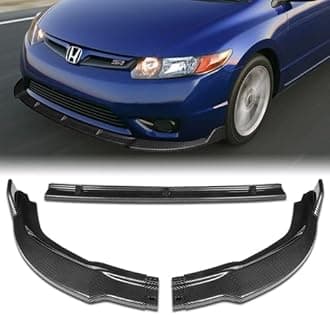 3 Pieces Front Bumper Lip Spoiler Splitter Side Body Kit Trim Protection Compatible with 2006-2008 Honda Civic 2DR Coupe, 2007 (Painted Carbon Style)
